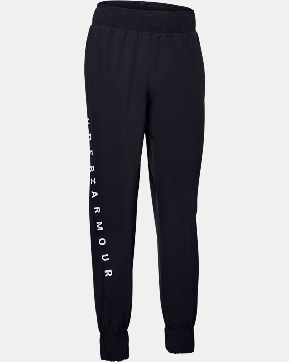 Women's UA Woven Branded Pants in Black image number 4